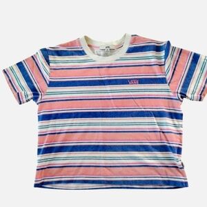 VANS | Wazzy Stripe Coral Beach Vibes Skate Short Sleeve Crop TShirt | XS NWOT